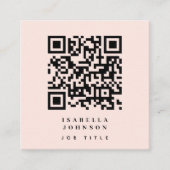 Moderne Blush Roze QR Code Social Media Iconen Vierkante Visitekaartje (Voorkant)