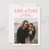 Moderne Blush roze & Red Photo Save the Date Kaart (Voorkant)