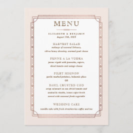 Moderne  Blush Roze Rose Gouden Folie Bruiloft Menu