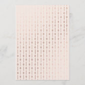 Moderne  Blush Roze Rose Gouden Folie Bruiloft Menu (Achterkant)