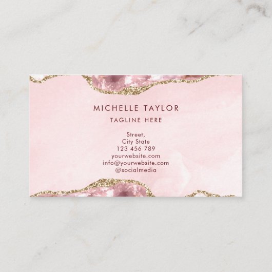 Moderne Blush roze roze film Chic Modern Monogram  Visitekaartje (Achterkant)