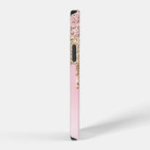 Moderne Blush Roze Roze Goud Glitter Drips Monogra iPhone Hoesje (Rechterkant)