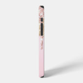 Moderne Blush Roze Roze Goud Glitter Drips Monogra iPhone Hoesje (Linkerkant)