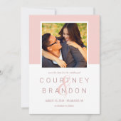 Moderne Blush Roze Roze Monogram Trouwfoto Save The Date (Voorkant)