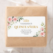 Moderne Blush roze rozen goud tiara 15e verjaardag Etiket (Insitu)