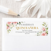 Moderne Blush roze rozen goud tiara 15e verjaardag Etiket (Insitu)