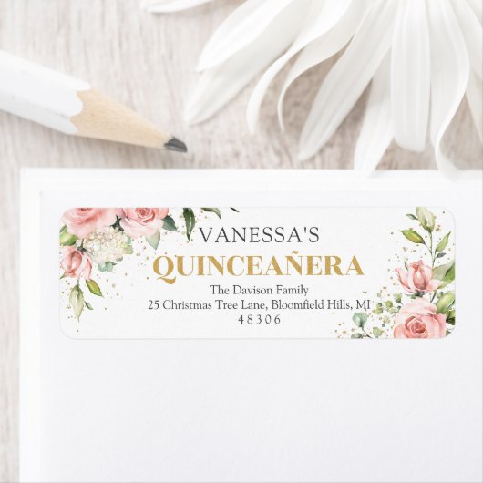 Moderne Blush roze rozen goud tiara 15e verjaardag Etiket (Insitu)