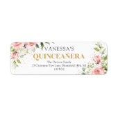 Moderne Blush roze rozen goud tiara 15e verjaardag Etiket (Voorkant)