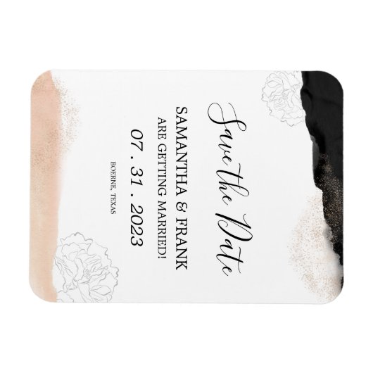 Moderne Blush roze Save the Date Magneet (Horizontaal)