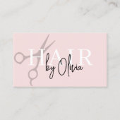 Moderne Blush Roze Schaar QR Code Haarstylist Visitekaartje (Voorkant)