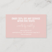 Moderne Blush Roze Script Makeup Artist 6 punch Klantenkaartje (Achterkant)