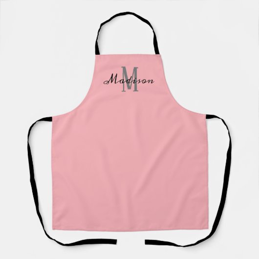 Moderne Blush Roze Script Monogram op maat gemaakt Schort (Voorkant)