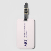 Moderne Blush Roze Trendy Stijlvolle Monogram Bagagelabel (Voorkant (verticaal))