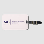 Moderne Blush Roze Trendy Stijlvolle Monogram Bagagelabel (Voorkant (horizontaal))