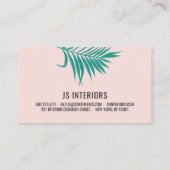 Moderne blush roze tropische groene bladeren minim visitekaartje (Achterkant)