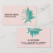 Moderne blush roze tropische groene bladeren minim visitekaartje (Voorkant / Achterkant)