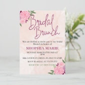 Moderne Blush Roze Waterverf Bloem Bruids Brunch  Save The Date (Staand voorkant)
