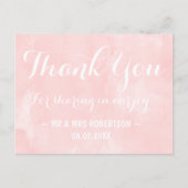 Moderne blush roze waterverf dank u briefkaart (Voorkant)