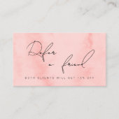 Moderne blush roze waterverf make-up & haar aanbevelingskaartje (Voorkant)