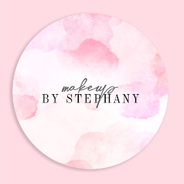 Moderne blush roze waterverf make-up ronde sticker
