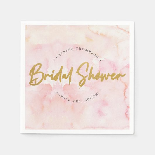 Moderne Blush Roze Waterverf Vrijgezellenfeest pap Servet (Voorkant)