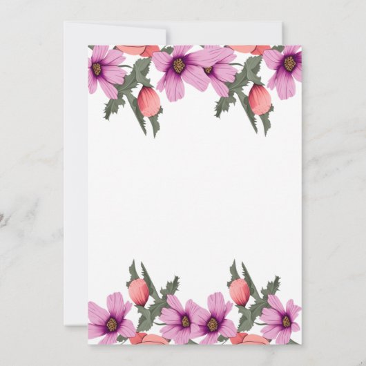 Moderne blush roze wilde bloem #4 vrijgezellenfees kaart (Achterkant)