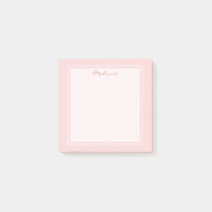 Moderne Blush Roze Wit Rand Script Post-it® Notes