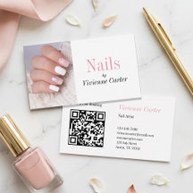 Moderne Blush Roze Witte Foto Nagelstylist QR-code