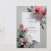 Moderne Blush Roze Witte Frame Bloemige Bruiloft Kaart (Voorkant / Achterkant)