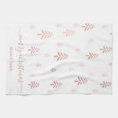 Moderne blush roze witte kerstbomen naam theedoek (Horizontaal)