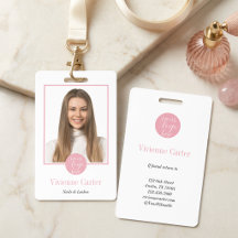 Moderne Blush Roze Witte Logo Foto Nagel Salon