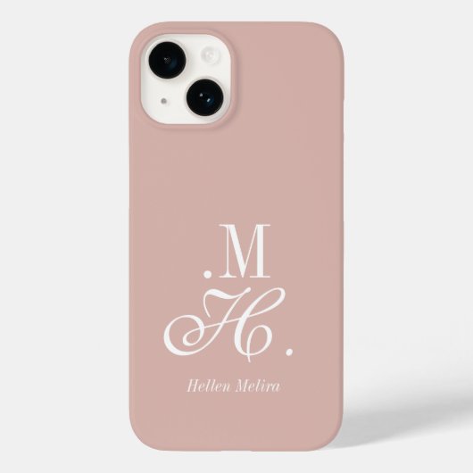 Moderne Blush Roze Witte Monogram Naam Case-Mate iPhone Case (Achterkant)