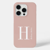 Moderne Blush Roze Witte Monogram Naam Case-Mate iPhone Case (Achterkant)