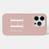 Moderne Blush Roze Witte Monogram Naam Case-Mate iPhone Case (Achterkant (horizontaal))