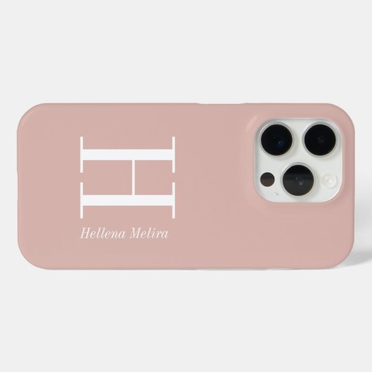 Moderne Blush Roze Witte Monogram Naam Case-Mate iPhone Case (Achterkant (horizontaal))