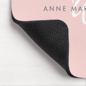 Moderne Blush Roze Witte Script Monogram Muismat (Hoek)