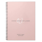 Moderne Blush Roze Witte Script Monogram Notitieboek (Voorkant)