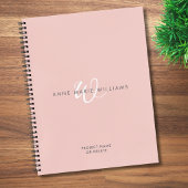 Moderne Blush Roze Witte Script Monogram Notitieboek