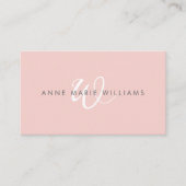 Moderne Blush Roze Witte Script Monogram QR Code Visitekaartje (Voorkant)