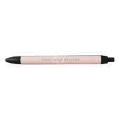 Moderne Blush Roze Witte Script Monogram Zwarte Inkt Pen (Voorkant)