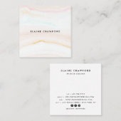 Moderne blush roze zachte pastels marmer minimalis vierkante visitekaartje (Voorkant / Achterkant)