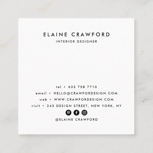 Moderne blush roze zachte pastels marmer minimalis vierkante visitekaartje (Achterkant)