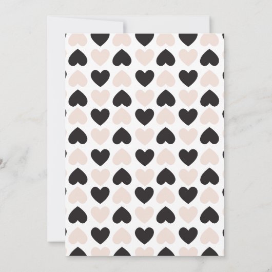 Moderne Blush Roze Zwart Liefde Harten Monogram Bedankkaart (Achterkant)