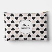 Moderne Blush Roze Zwart Liefde Harten Monogram Etui (Achterkant)