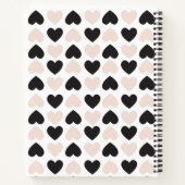 Moderne Blush Roze Zwart Liefde Harten Monogram Notitieboek (Achterkant)