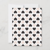 Moderne Blush Roze Zwart Liefde Harten Monogram Notitiekaartje (Achterkant)