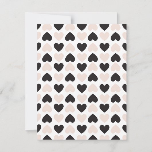 Moderne Blush Roze Zwart Liefde Harten Monogram Notitiekaartje (Achterkant)