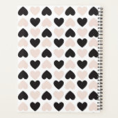 Moderne Blush Roze Zwart Liefde Harten Monogram Planner (Achterkant)