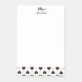 Moderne Blush Roze Zwart Liefde Harten Monogram Post-it® Notes (Voorkant)