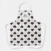 Moderne Blush Roze Zwart Liefde Harten Monogram Schort (Voorkant)